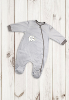 Комбинезон без подкладки "СЛОНИКИ" (интерлок) ш111/9 (серый (р-р 56-62см))