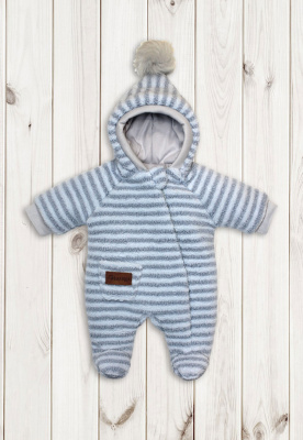 Комбинезон на синтепоне "ПОЛОСАТИК" ш974/2 (серо-голубой (р-р 68см))