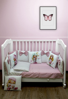 "ЛАПУСЯКИ" ш4269/0 - комплект в кроватку (без балдахина) ("Кукла Миланья" - розовый)