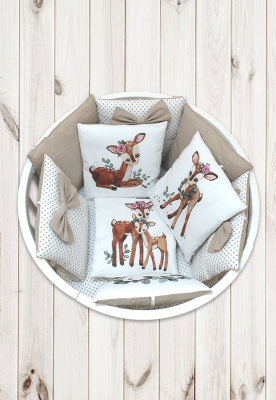 "ЛАПУСЯКИ" ш4269/0 - комплект в кроватку (без балдахина) ("Оленёнок" - кремовый)