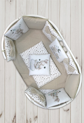 "ПУХЛИКИ" ш4267/0 - комлект в кроватку (с принтом, без балдахина)  ("Малютка" - салатовый)