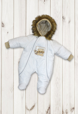 Комбинезон на синтепоне "Енот Сеня-Гоша" ш994 (белый (р-р 68см))