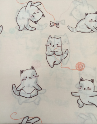 КПБ "Качели" (простыня на резинке 120х60см, БЯЗЬ) ш2329* ("Котик" - персиковый)