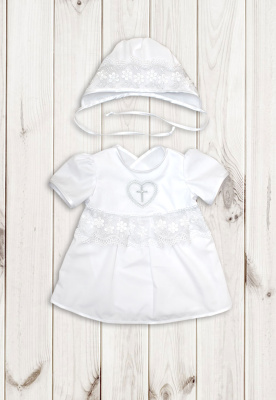 Комплект для крещения (платье-распашонка, чепчик) ш010/39 (серебро (р-р 68см))