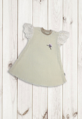Платье детское "Алёнка" (муслин)  ш111/115 (кремовый (р-р 74-80см))