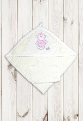 Пелёнка с уголком + варежка "Модница" (75х75см) ш650/47 (экрю)