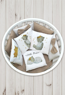 "ПЛЮШИ" ш4275/0 - комплект в кроватку (без балдахина)  ("Маленький принц" - серый)