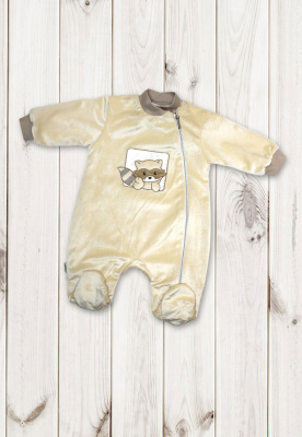 Комбинезон на подкладке "Енот Сеня-Гоша" ш304/240 (карамель (р-р 56-62см))