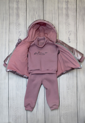 Комплект детский "Believe" (с курточкой, 3 предм.) ш108/16* (пыльная роза (розовая пудра) (р-р 98-104)  )