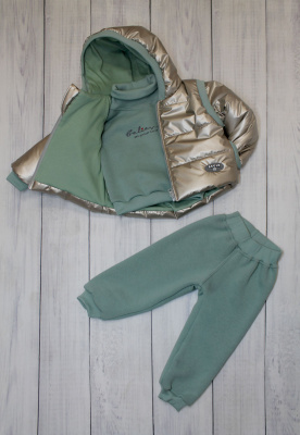 Комплект детский "Believe" (с курточкой, 3 предм.) ш108/16* (оливковый (изумруд) (р-р 86-92))