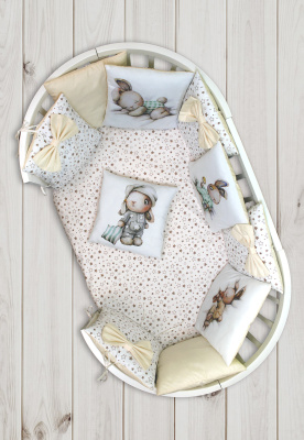 "ПЛЮШИ" ш4275/0 - комплект в кроватку (без балдахина)  ("Малютка" - кремовый)