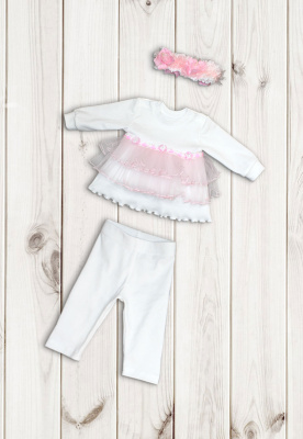 Комплект детский "Настюша" ш111/102  (бело-розовый (р-р 56-62см))