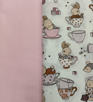 "ЛЕСНАЯ ПОЛЯНА" ш4301 - комплект в кроватку (без балдахина) ("Чаепитие" - розовый)