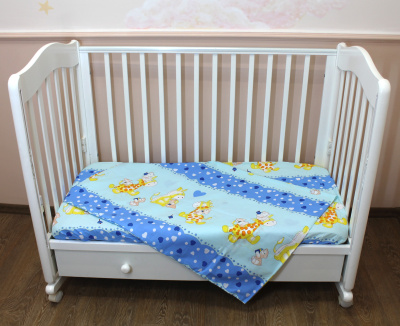 КПБ (простыня на резинке 120х60см, БЯЗЬ)  ш2391* (голубой)