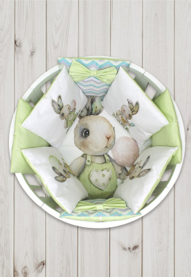 "ПУХЛИКИ" ш4267/0 - комлект в кроватку (с принтом, без балдахина)  ("Кролик Крошка" - кремовый)