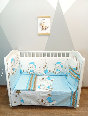   "ФАНТИКИ" ш4020 - комплект в кроватку (сатин) (Мишка (голубой))